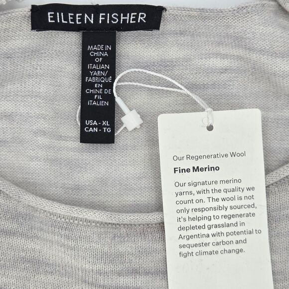 Eileen Fisher Merino Wool Sweater Box Top Womens Size XL Gray Fall Winter Soft - Picture 4 of 8